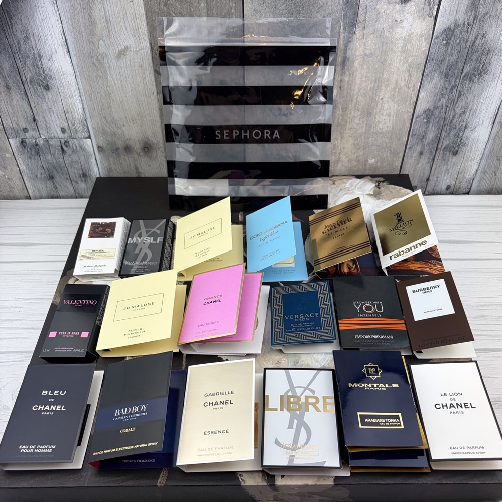 NEW Sephora Montale Paris Chanel YSL Jo Malone 21 Piece Fragrance Sample Set.